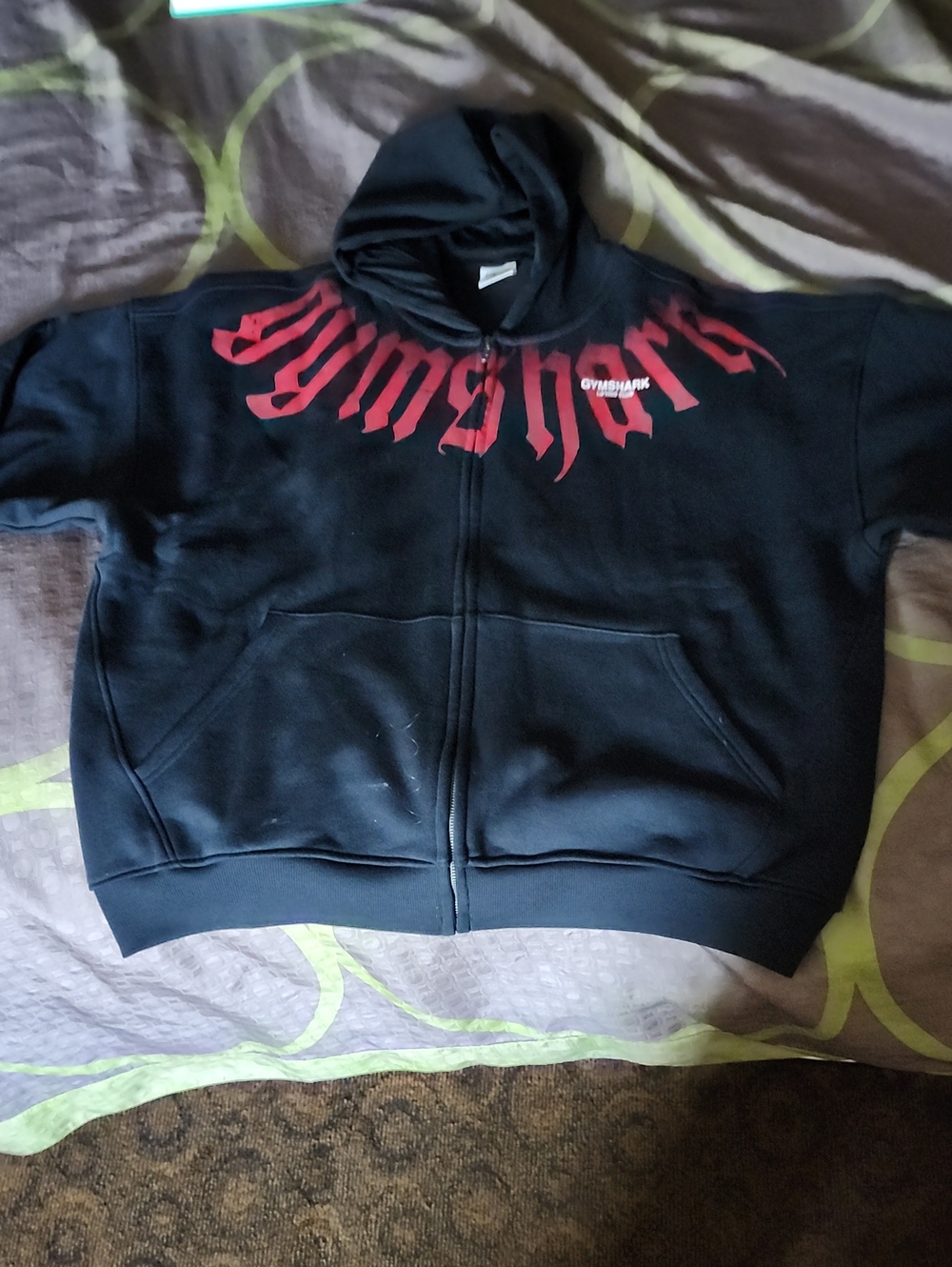 Gymshark Black Hoodie with Red Logo Script